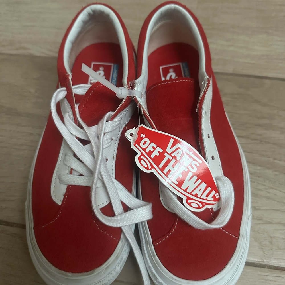NEW Vans Off The Wall Suede Bold Ni Staple Racing Red True White Skate Shoes